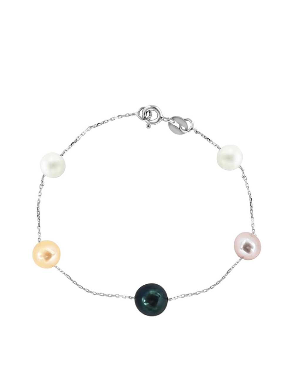 Multi-Color Freshwater Pearl Station Bracelet - Women Jewelry
